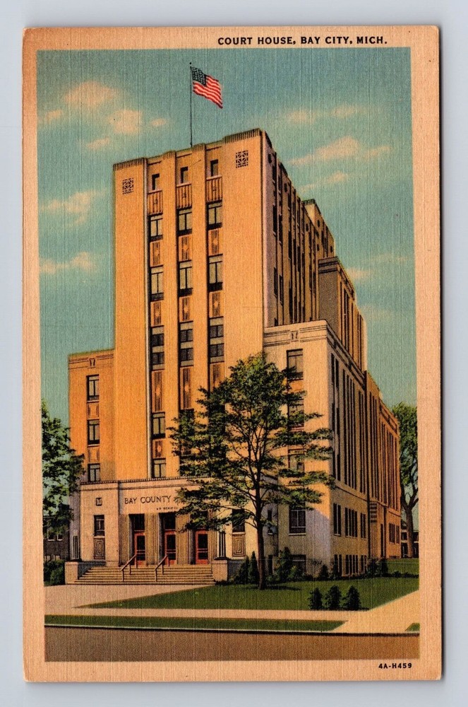 Bay City MI-Michigan, Court House, Antique Vintage Souvenir Postcard