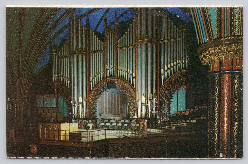 Vintage Postcard Montreal Quebec Notre Dame Church Grand Pipe Organ