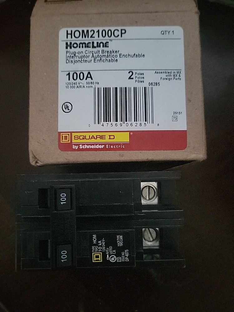 Square D Homeline 100A 2 Pole Breaker 120/240V Schneider Electric HOM2100C *NEW*
