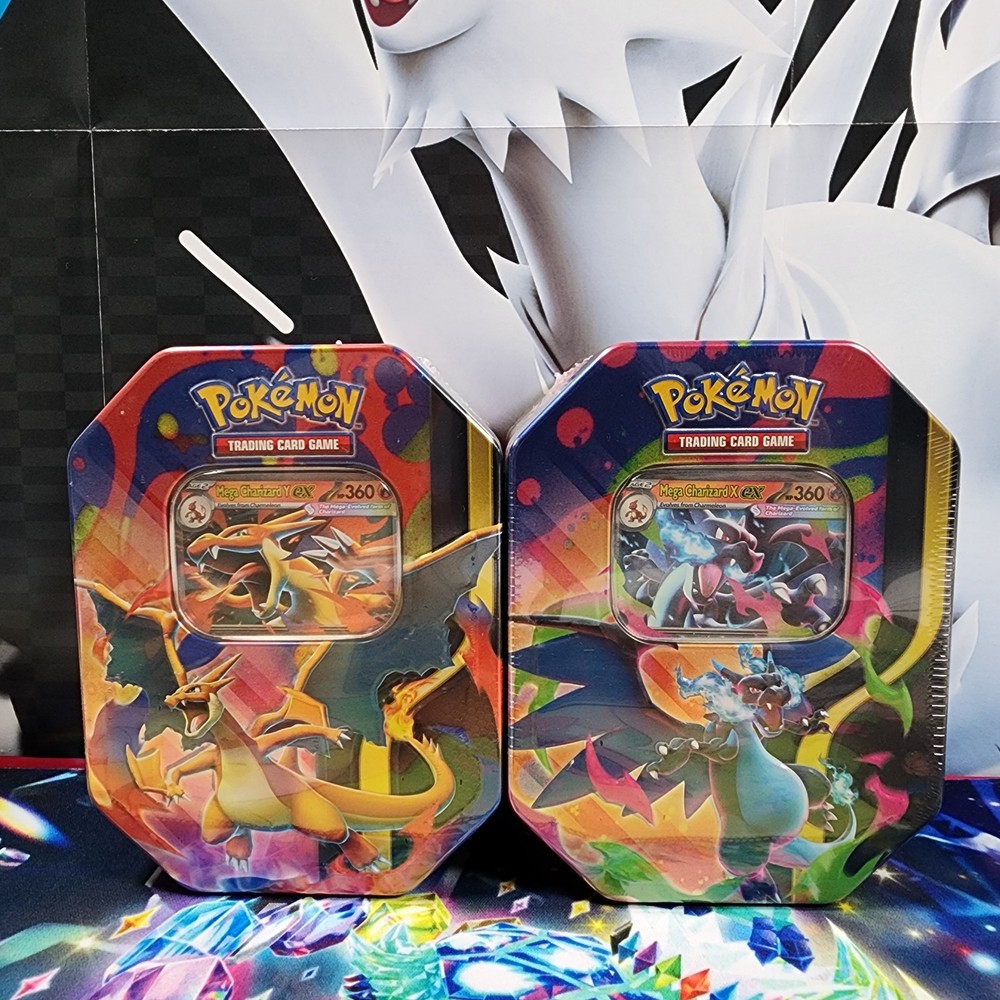 Pokemon TCG Mega Charizard X and Y ex Tin (Set of 2 Tins) Brand New Sealed