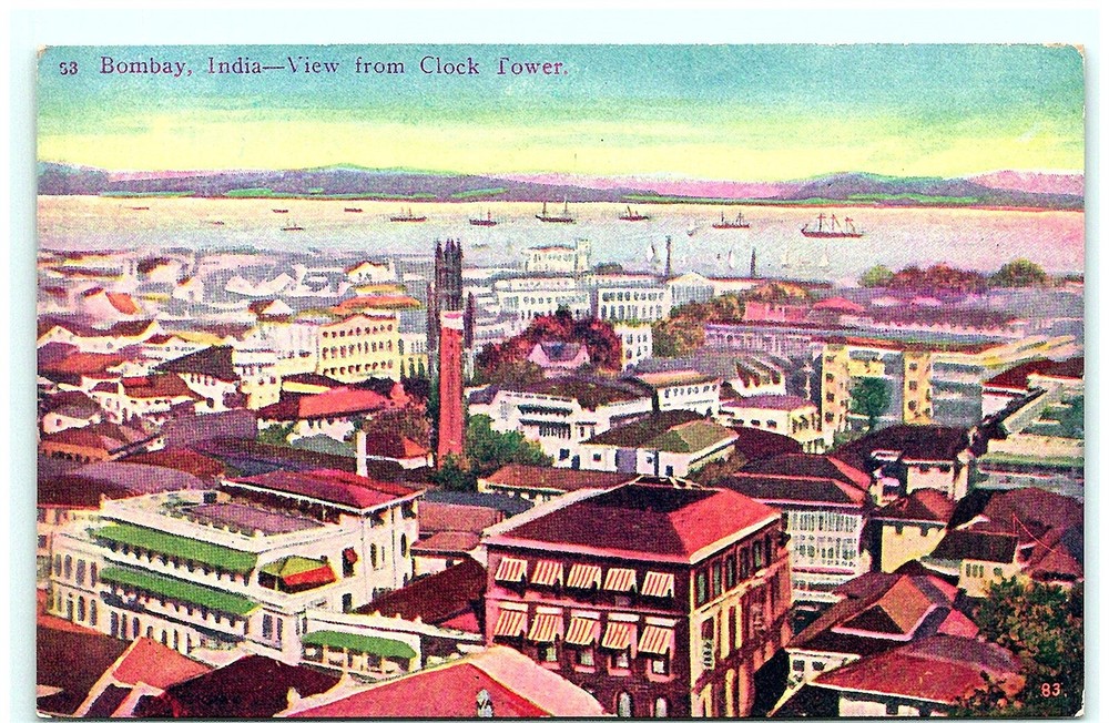 S03-7969, Bombay, India, View From Clock Tower, Antique Postcard