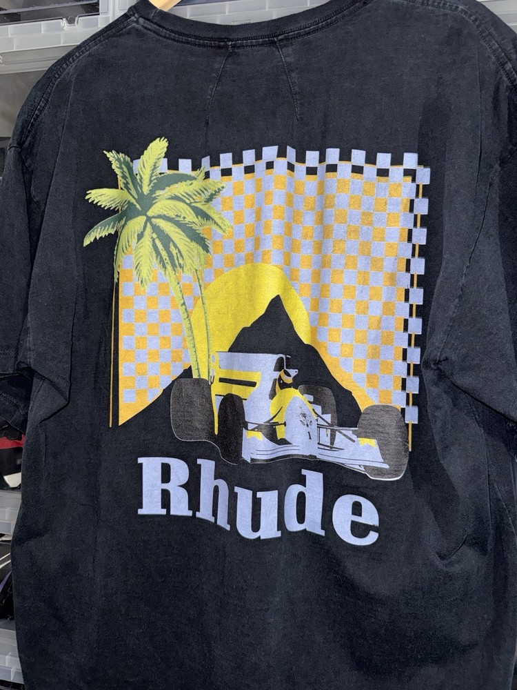 RHUDE Men’s Dark Navy Graphic Logo Crew Neck Short Sleeve T-Shirt Size M