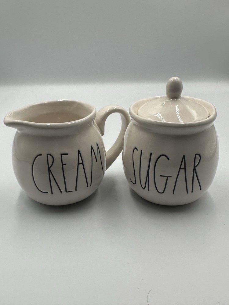 Rae Dunn Artisan Collection Ceramic Cream and Sugar Set Magenta, 3-Piece