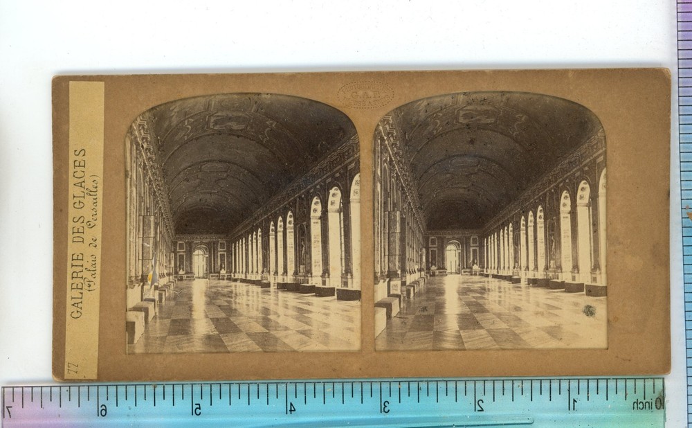 Galerie des Glaces Versailles France Tissue Hold to Light Stereoview