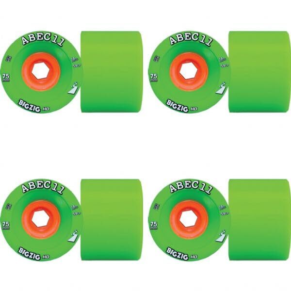 ABEC 11 BigZig HD Lime/Orange Skateboard Wheels - 75mm 75a (Set of 4)