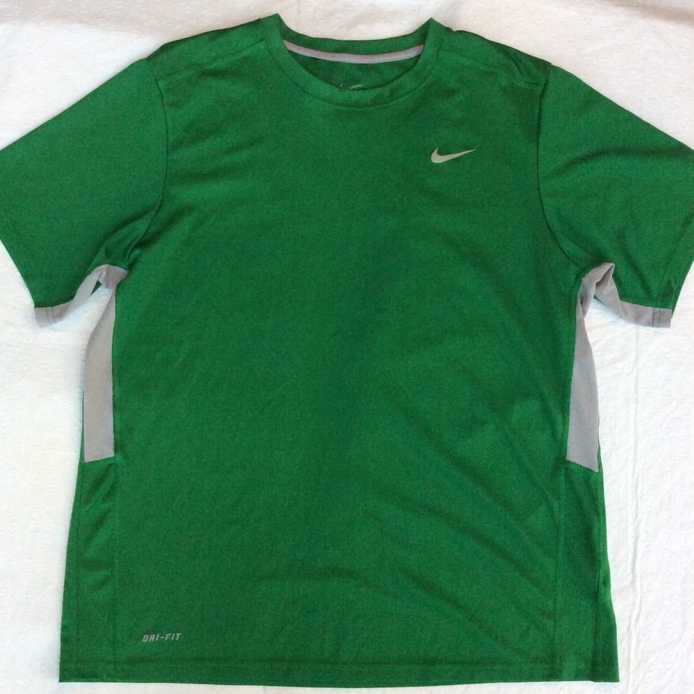 Nike Vapor Green Shirt Mens Large Green Dri-Fit Base Layer Short Sleeve Logo Y2K