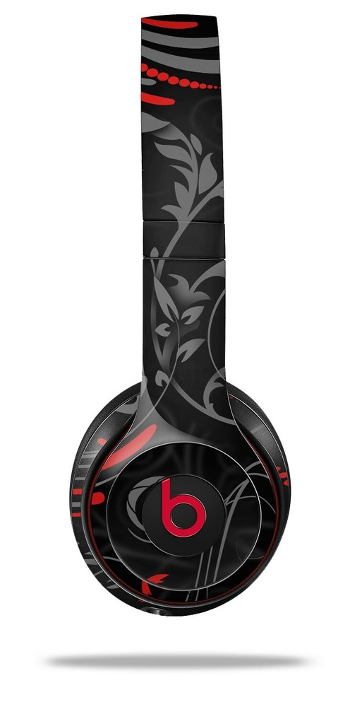 Skin Beats Solo 2 3 Twisted Garden Gray Red Wireless Headphones NOT INCLUDED