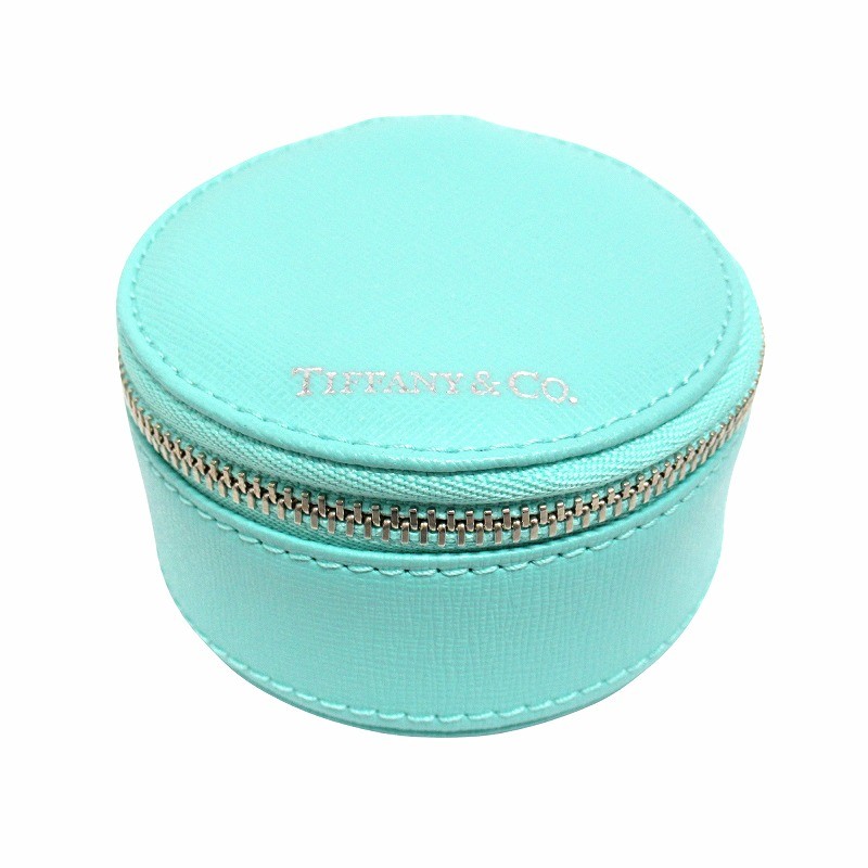 Used Tiffany Co. Logo Leather Jewelry Case Accessories Box Ring Earrings Necklac