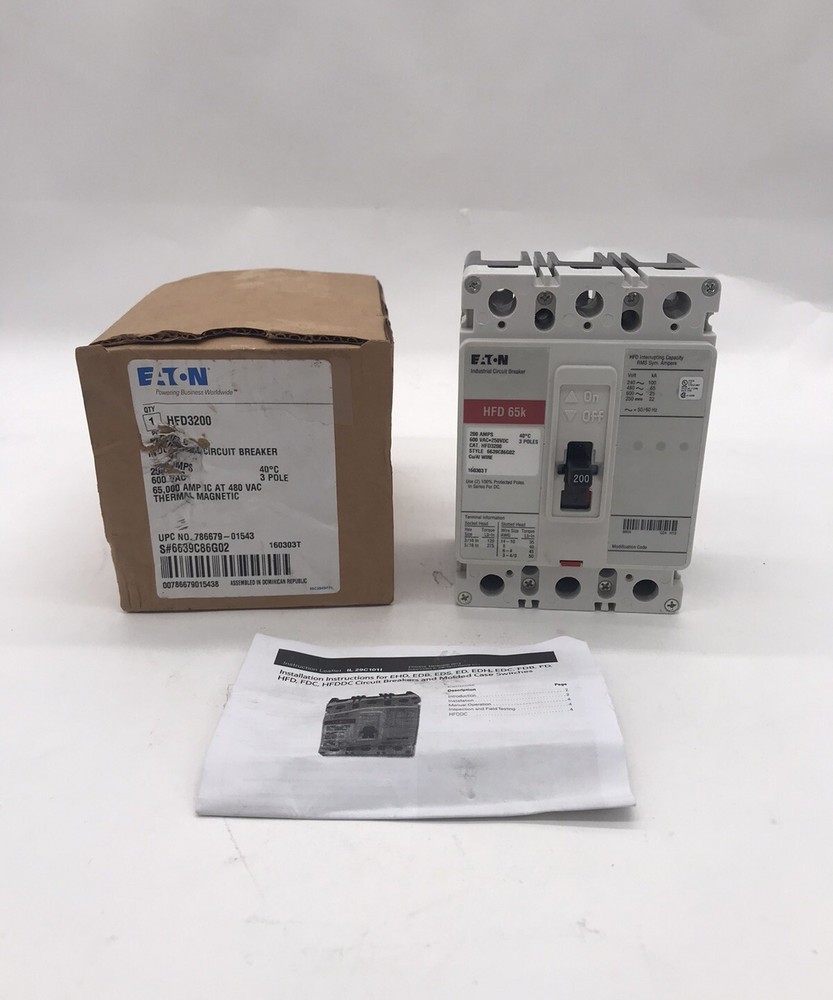 HOUSTON STOCK NEW EATON HFD3200 TYPE HFD 200 AMP 600V FREE 2 DAY AIR BUY NOW
