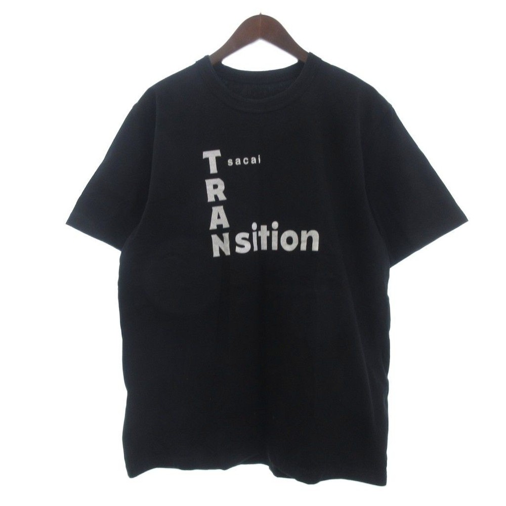 Sacai Black Cotton Print T-Shirt Size 5 Excellent Condition