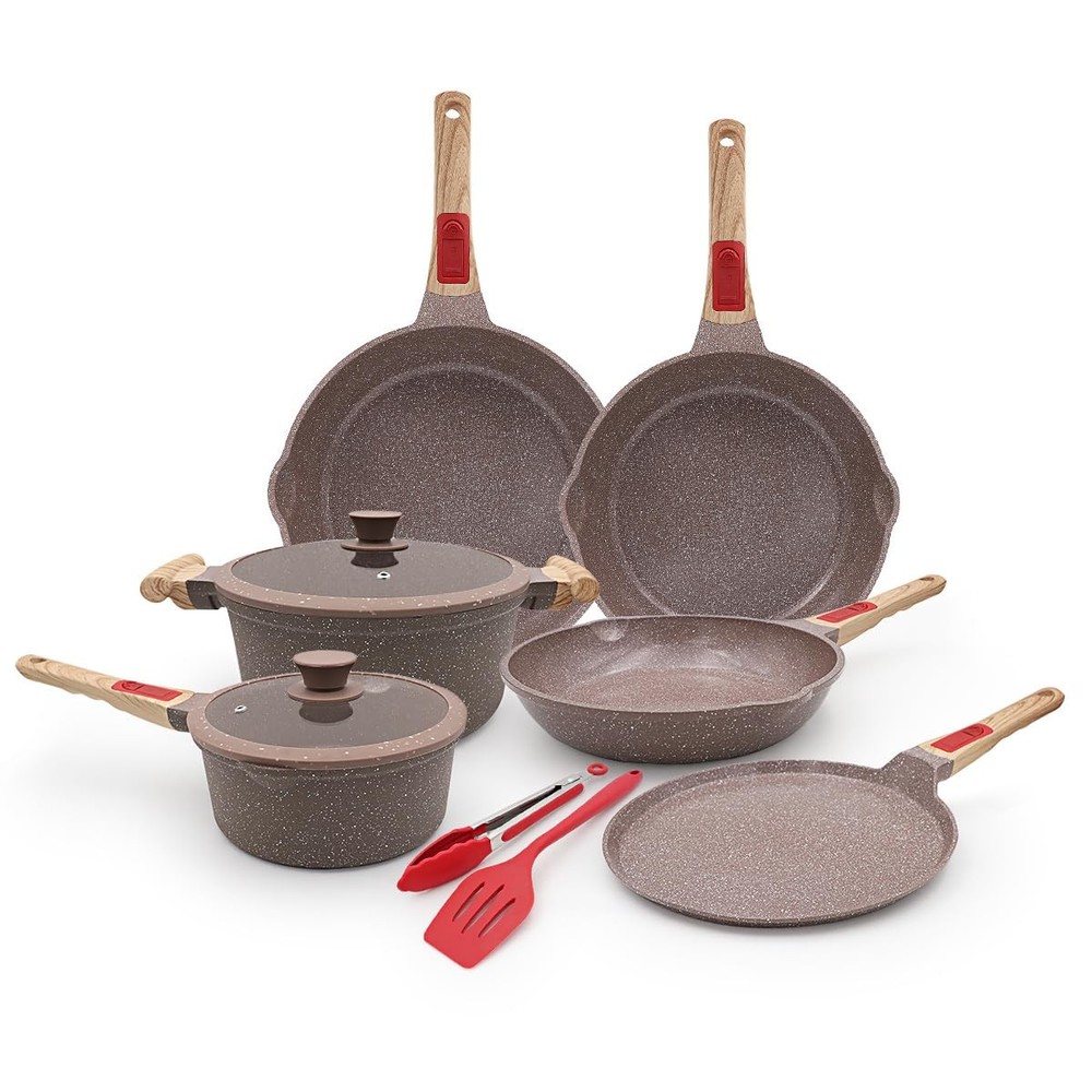 10-Piece Nonstick Ceramic Cookware Set with Aluminum Core