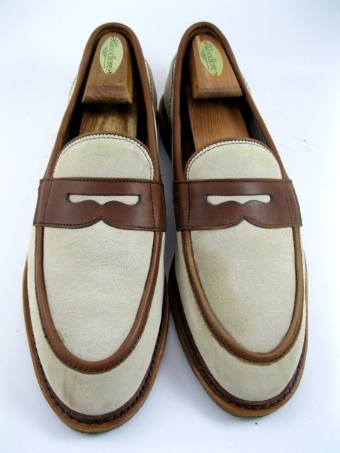Allen Edmonds Randolph Penny Loafers in Sand Chili Suede Leather Size 9D 607N