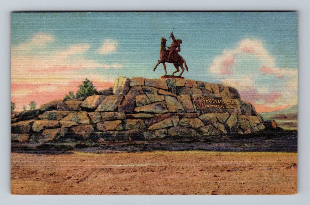 Cody WY- Wyoming Buffalo Bill Monument Vintage Postcard