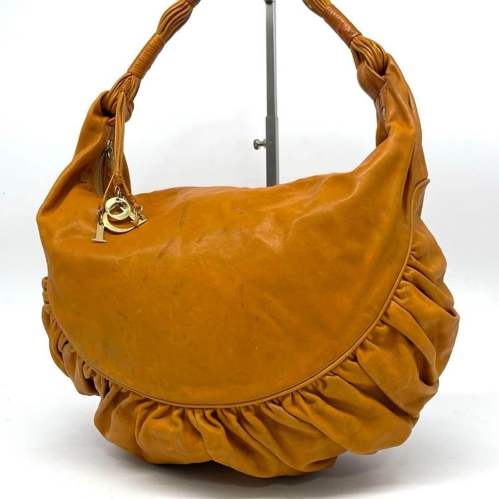 Dior Gypsy One Shoulder Bag with Logo Charm and Crescent Moon in Camel Leather