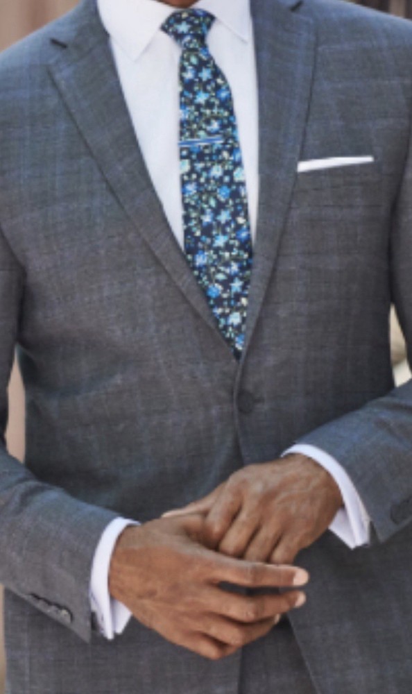 Michael Strahan Sport Coat Blazer 50R Blue Grey Windowpane Modern Stylish READ