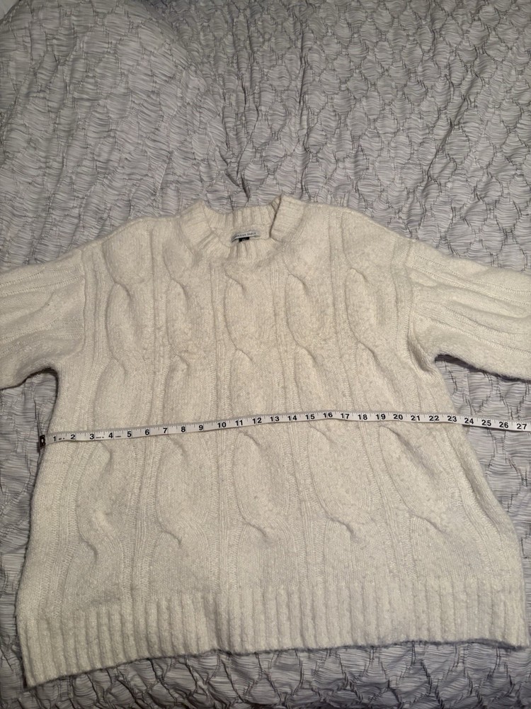 Cable-Knit Mock Neck Pullover Sweater White Long Sleeve Juniors XL