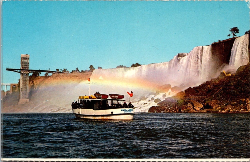 The Maid of the Mist Niagara Falls New York Boat Waterfall Rainbow NY - Postcard
