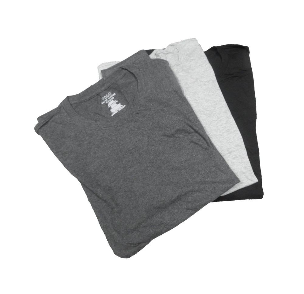 Polo Ralph Lauren White-Black-Grey Classic Fit Crew-Neck 3 Pack T-Shirts (2XL)