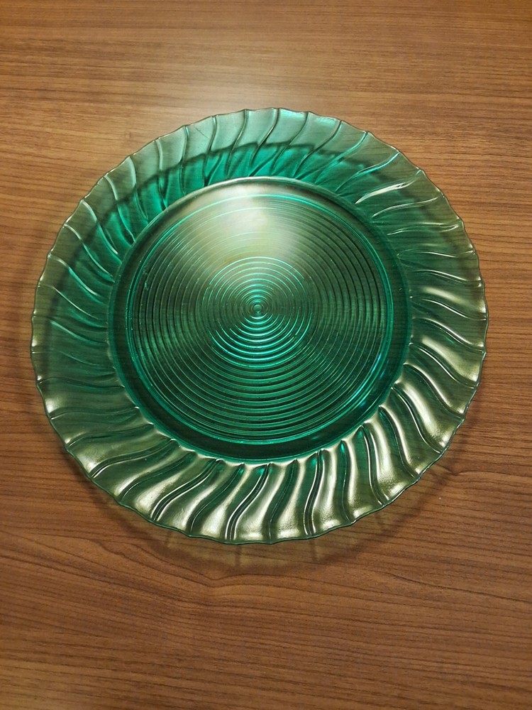 aqua marine depression glass platter