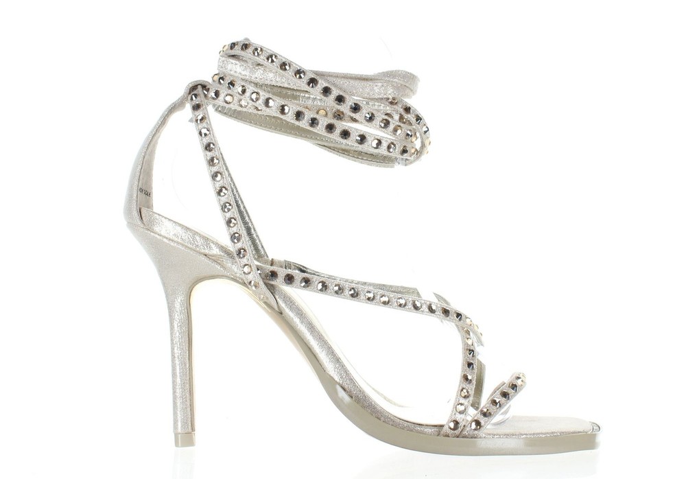 JLO Jennifer Lopez Womens Gardina Gold Ankle Strap Heels Size 7