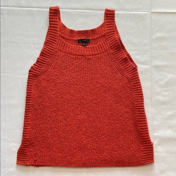 J.Crew Burnt Orange Textured Knit Sleeveless Sweater Tank Top Scoop Neck Medium
