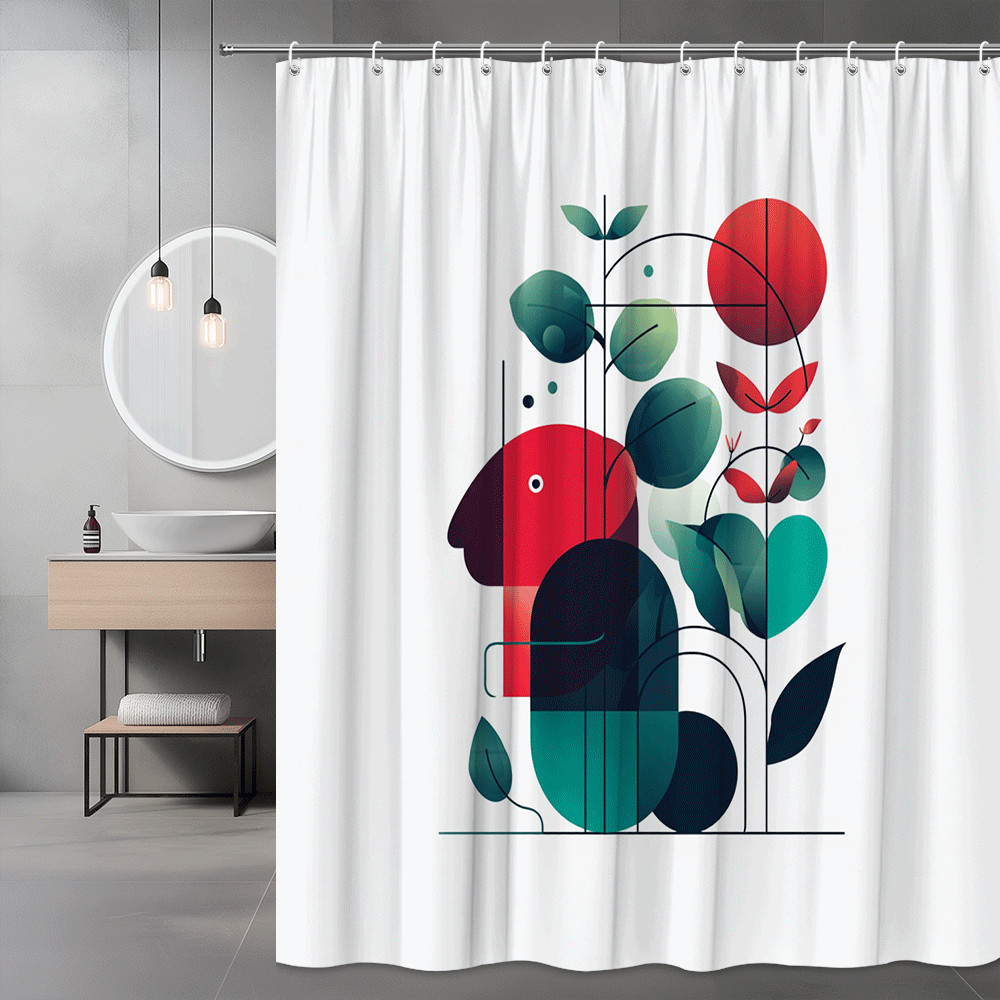 Abstract Floral Leaf Shower Curtain Modern Geometric Print