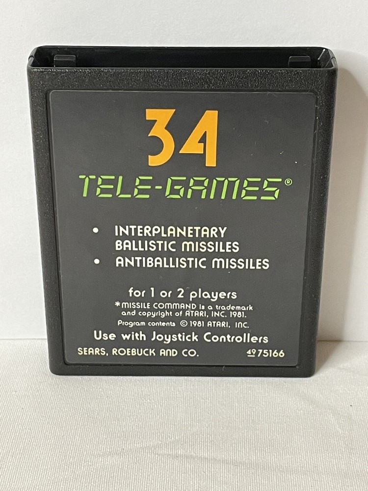 Missile Command (Atari 2600 1981) Sears Tele-Games Cartridge Only Cleaned Tested