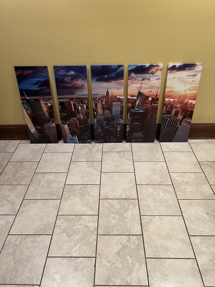 Beautiful Skyline of Manhattan, NY - Canvas Wall Art. All You Need Is 5 Nails!