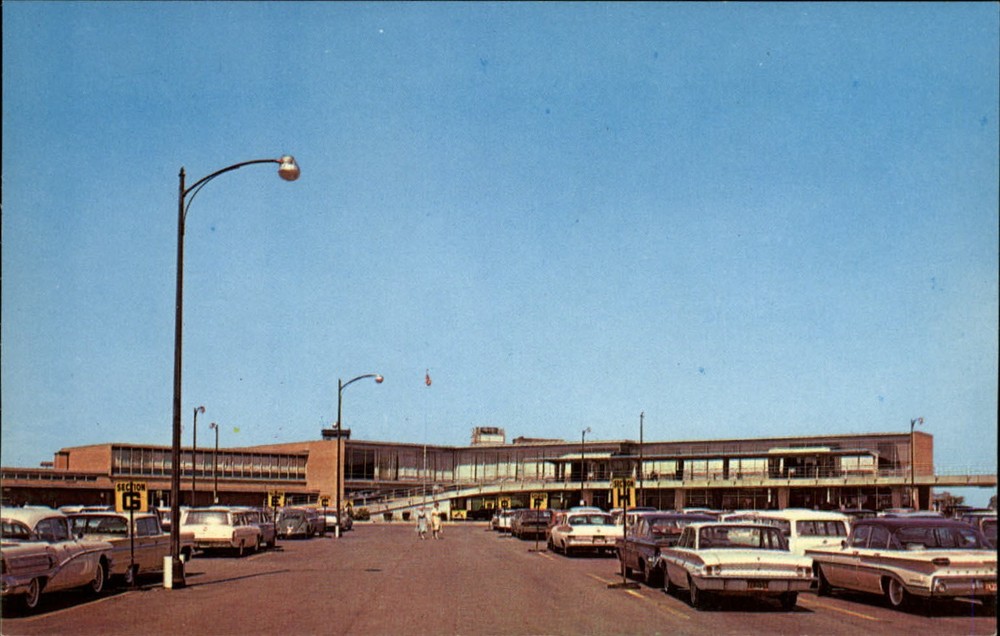 Weir Cook Municipal Airport Indianapolis Indiana ~ 1950s cars ~ Green VW Bug