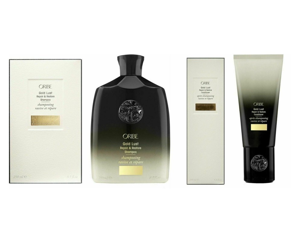 Oribe Gold Lust Repair Shampoo 250ml & Conditioner 200ml Set for Luxurious Hair Care