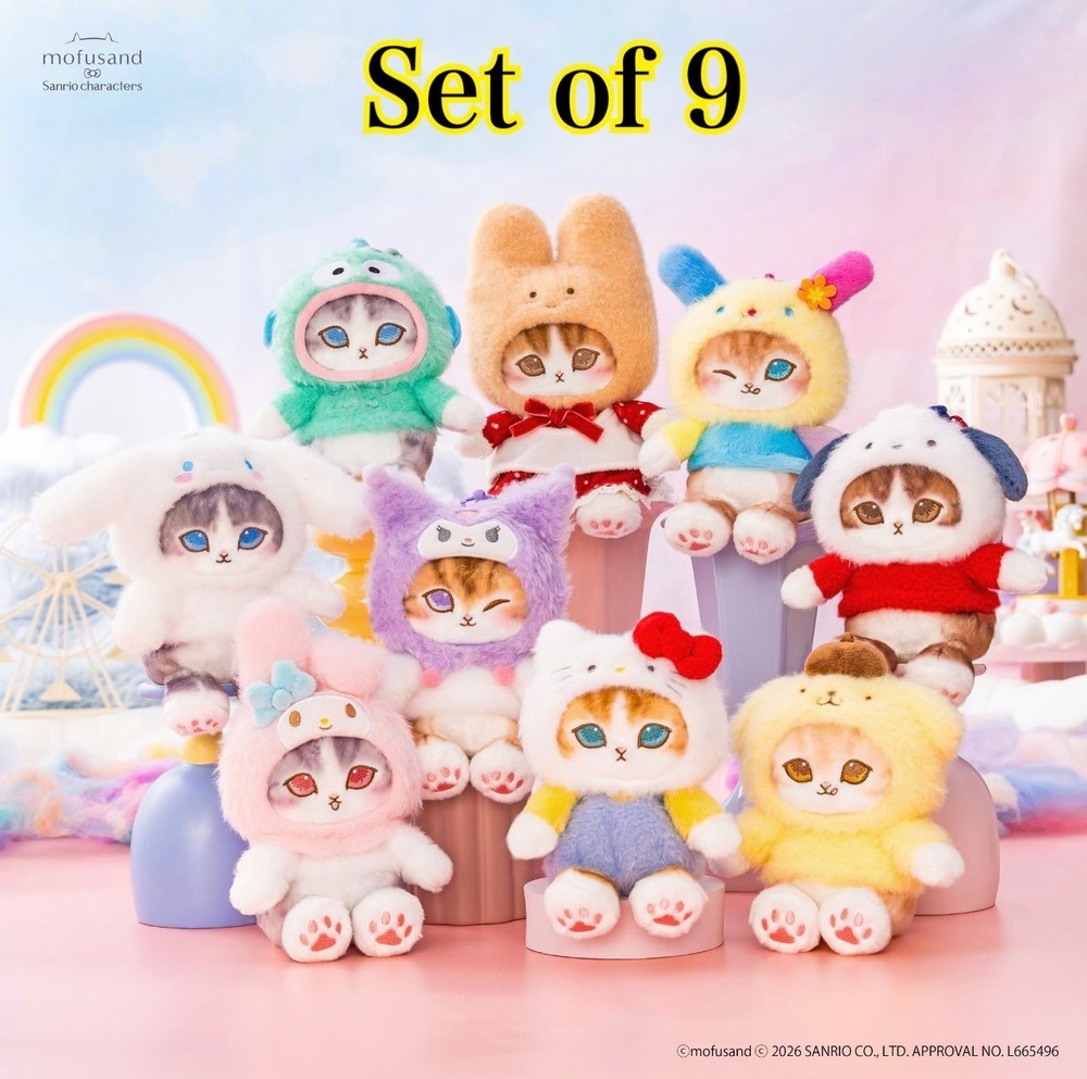 PSL mofusand × Sanrio Characters Potefuwa Mascot Set of 9