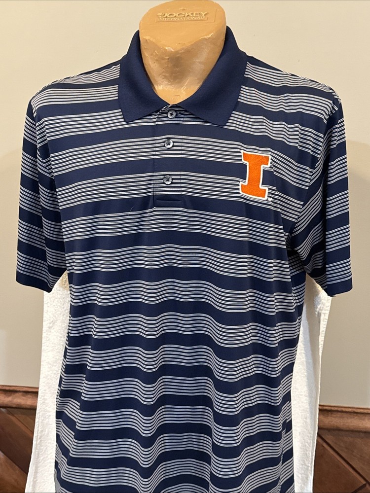 SWEET Illinois Fighting Illini Men's Sz XL Blue&White Polo Shirt, NEW&NICE!