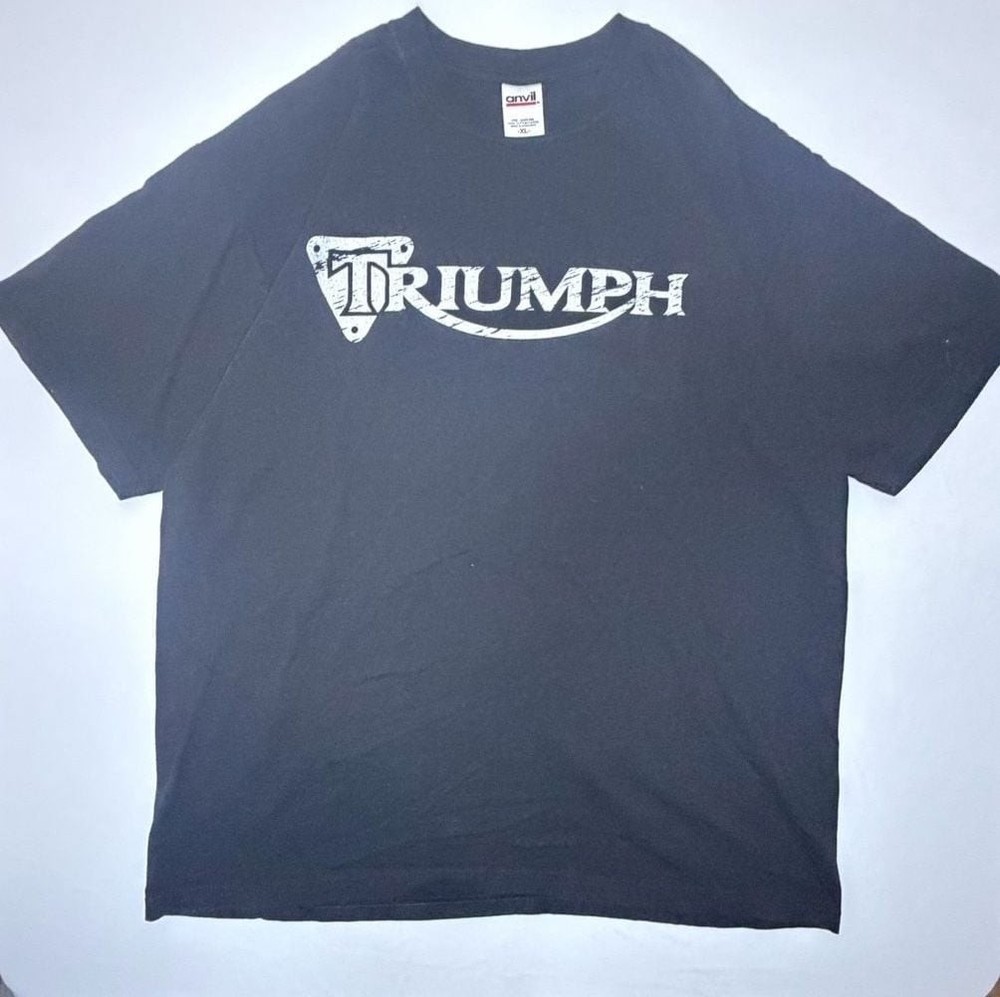 Vintage Triumph Motorcycles Logo Graphic T-Shirt Black XL