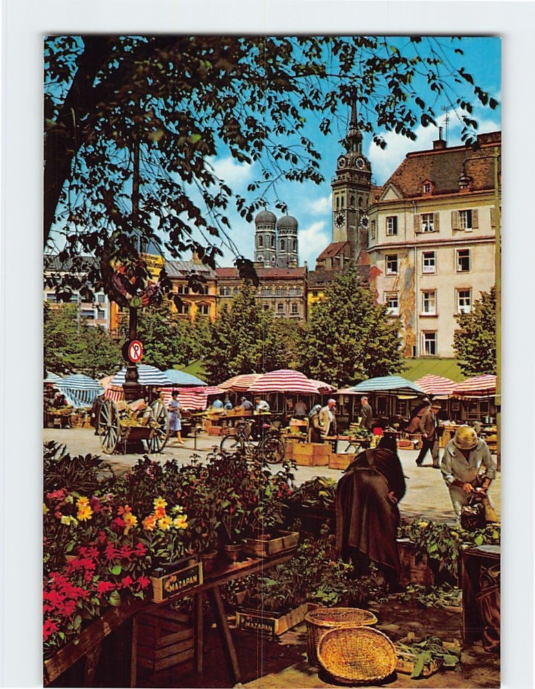 Postcard Viktualien Market Munich Germany