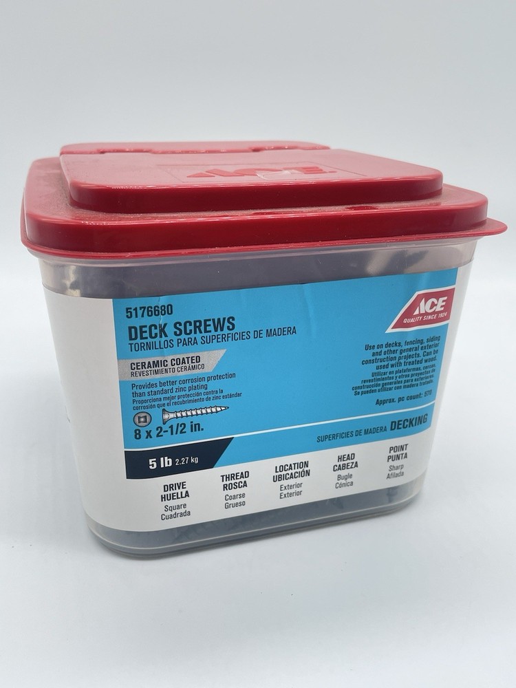 Ace Hardware 8x2.5 Inch Ceramic Coated Deck Screws 5lb Bucket for Decking 5176680-image