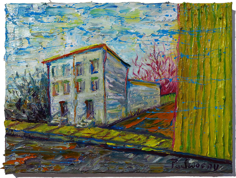 Abstract Impasto Landscape Deco█Original Oil Painting Art Signed City Nyc█New An