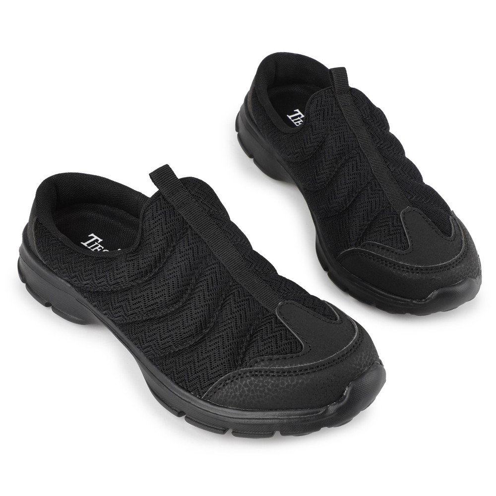 Tiestra Womens Mens Lightweight Mules Sneaker Black Clogs Walking Shoes Loafers