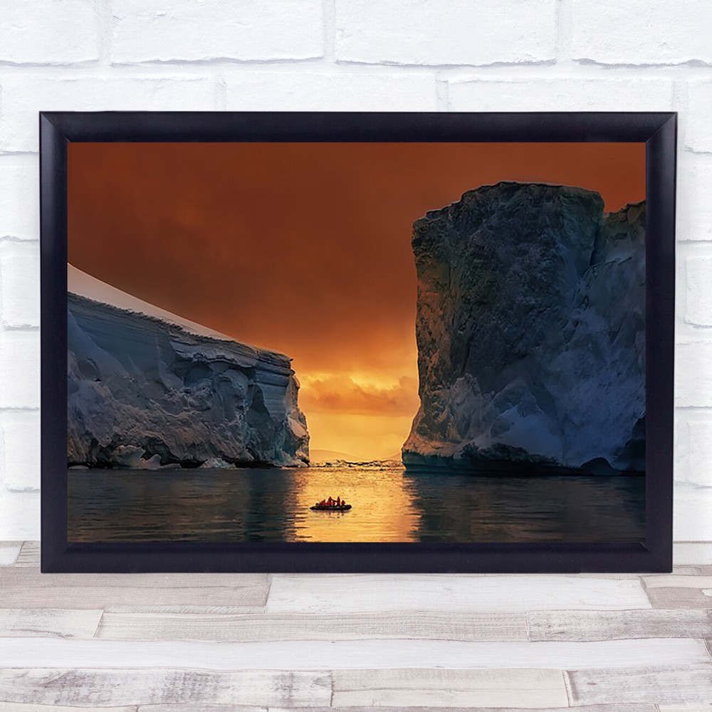 Antarctic Fire Gate Glacial Cloud Sunset Raft Arctic Iceberg Art Print