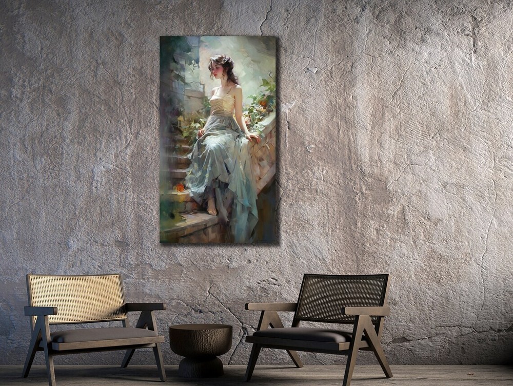 Vintage Stunning Girl Unique Painting Unframed Canvas Print Australian Wall Art