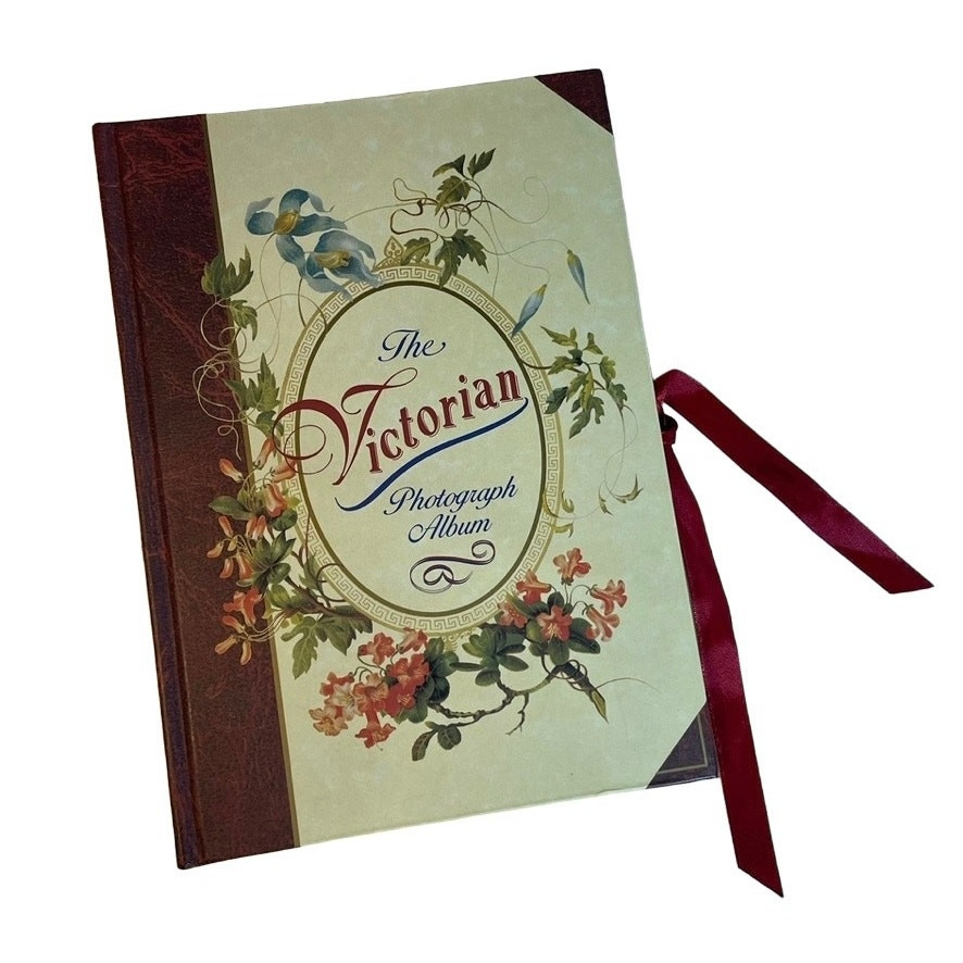 VICTORIAN Photo Album New Unique Memory Keeper Tan Red Ribbon Closure Vintage