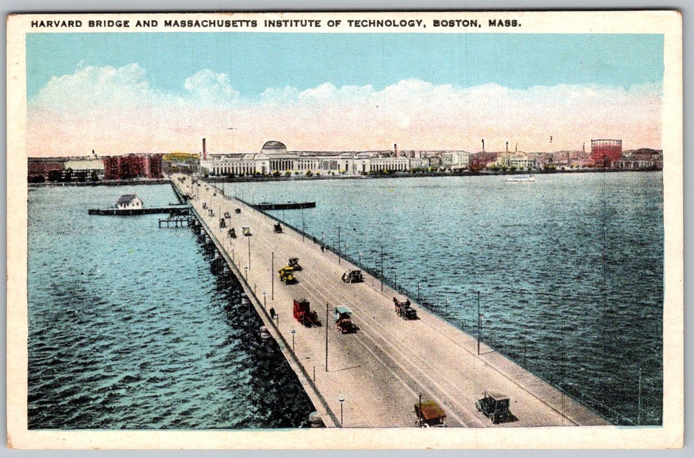 Antique Postcard Harvard Bridge & Mit Boston, MA 1920s