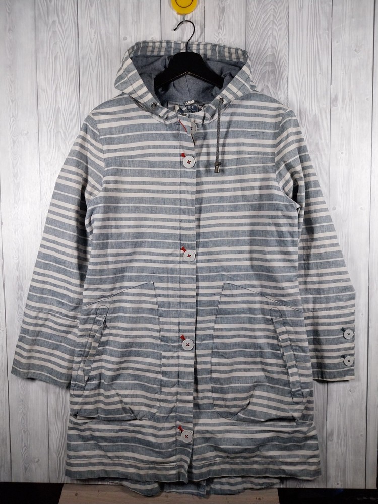 Seasalt Linen Tin Cloth Waterproof Coat Size 10 Uk Ladies Skysail Jacket