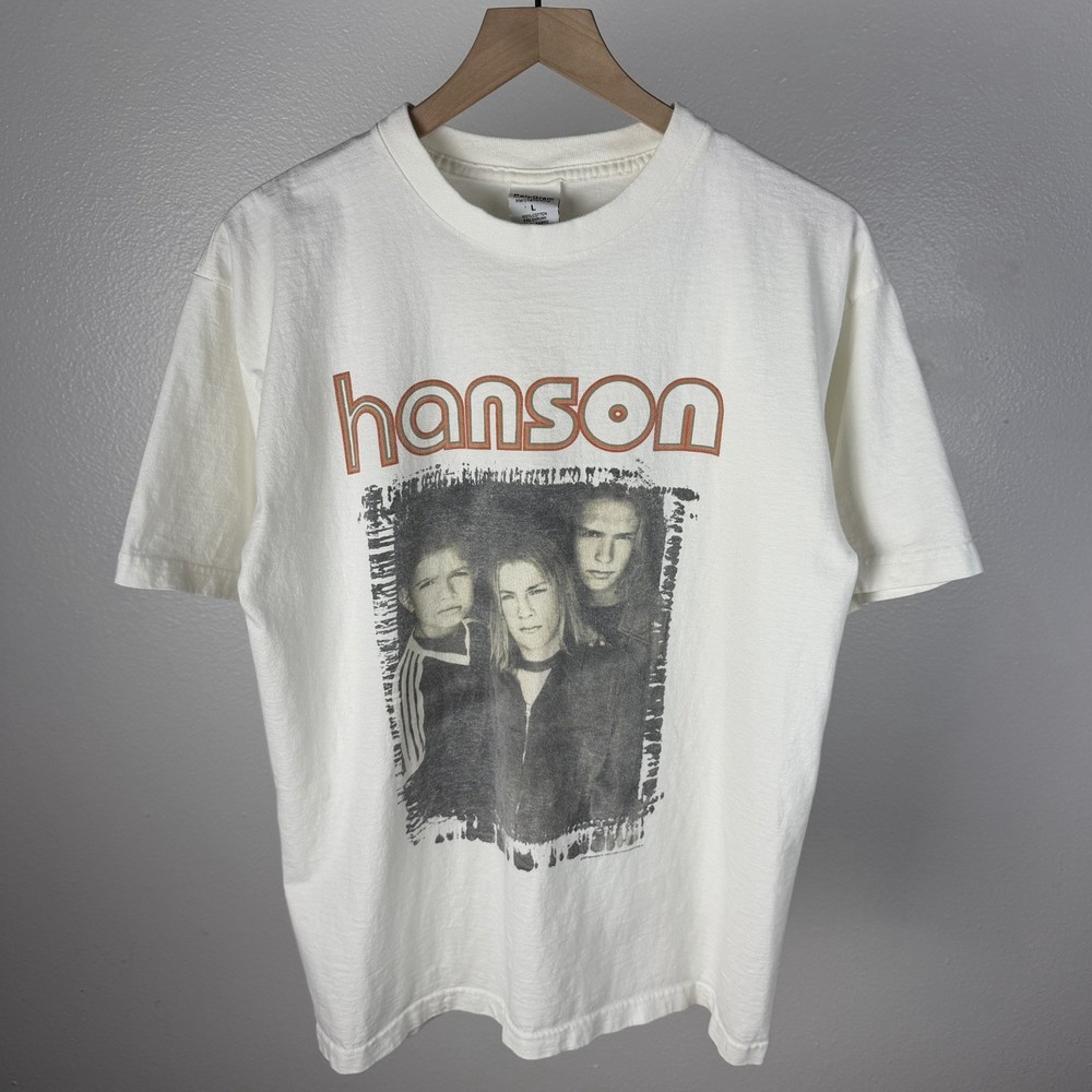 Vintage 90’s Hanson MMMBop Double Sided PolyGram Band 1997 T Shirt Size Large