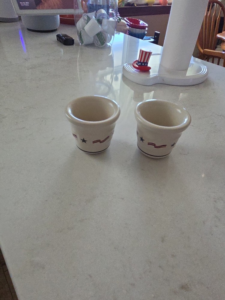 Longaberger Blue Woven Traditions Pottery Basketweave Votive Cup Holder lot of 2