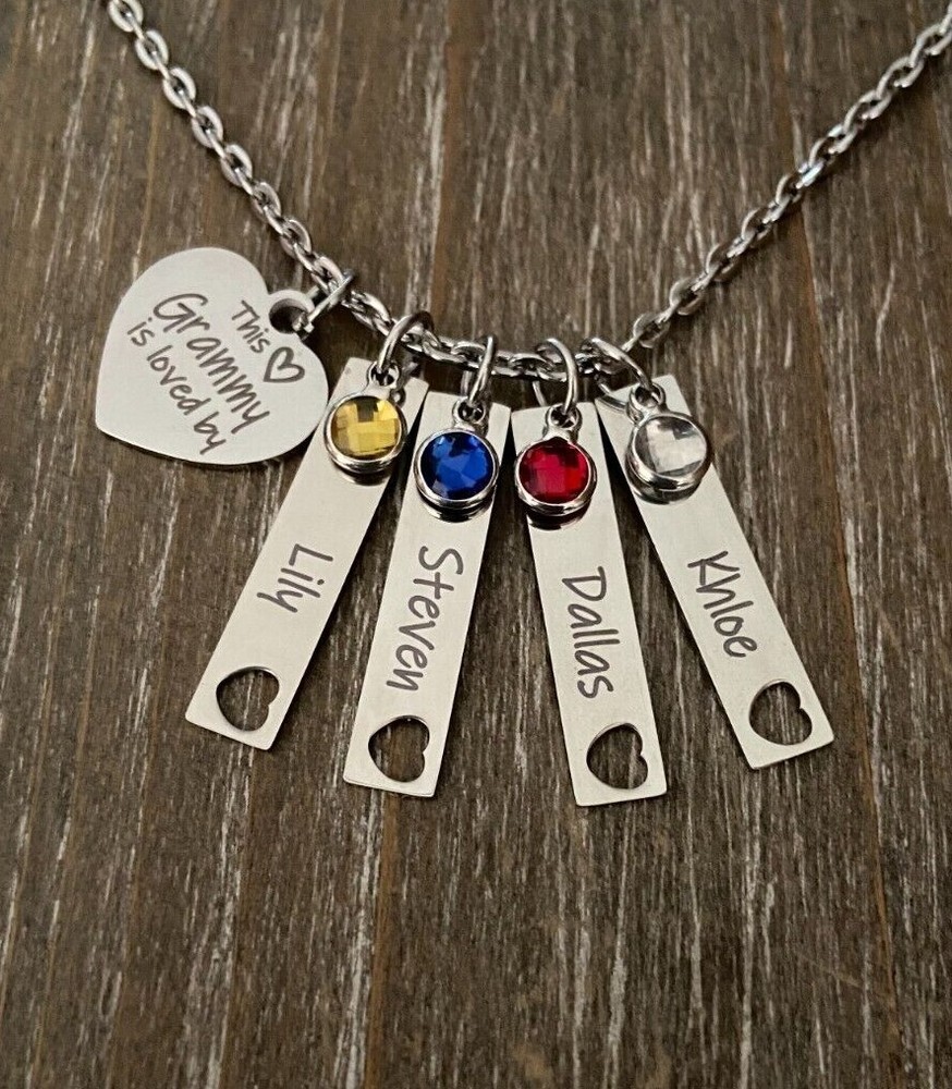 Grammy Necklace name birthstone personalized engraved custom Grandma Gift