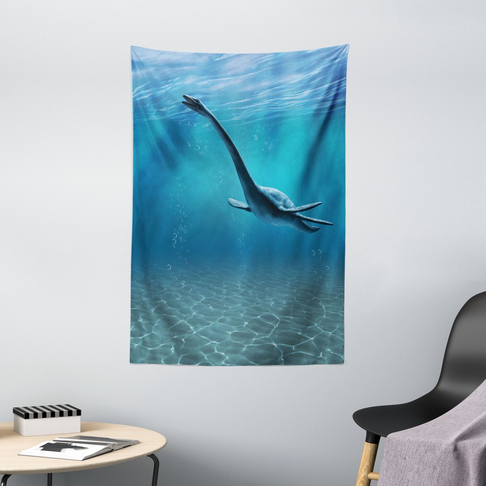 Blue Tapestry Aquatic Dinosaur Artistic Print Wall Hanging Decor
