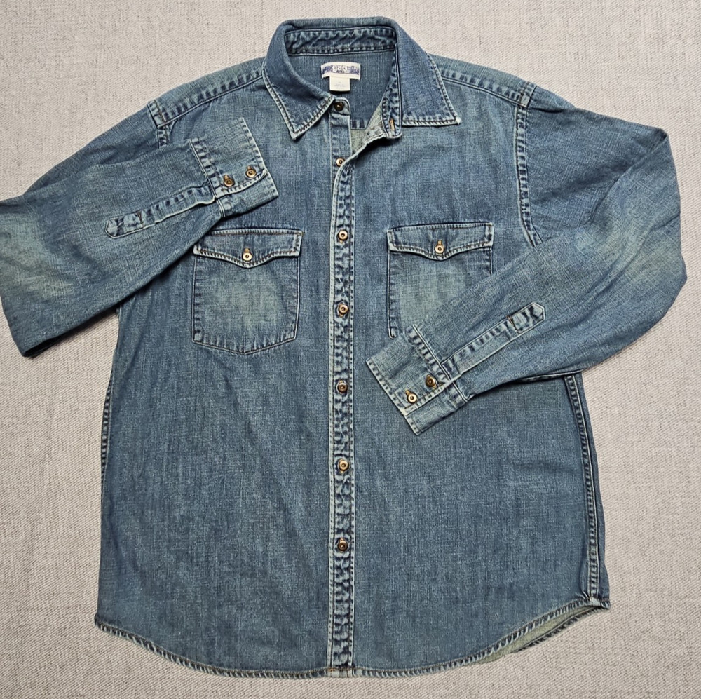 Vintage Gap Shirt Mens Medium Dark Denim Button Up Long Sleeve Work Western Y2K