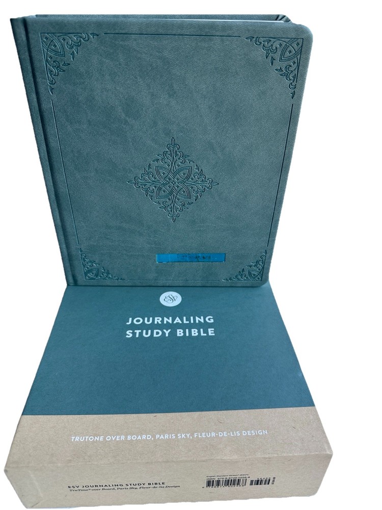 ESV Journaling Study Bible TruTone over Board, Paris Sky, Fleur-de-lis Design