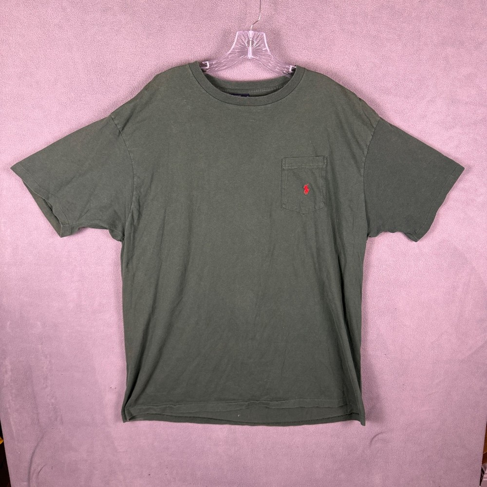 Vintage Polo Ralph Lauren Mens T Shirt XL Forest Green Pocket Single Stitch USA