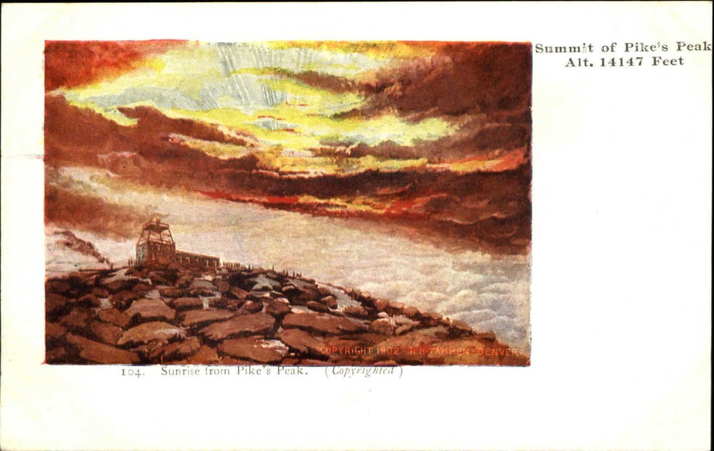 Sunrise on summit of Pikes Peak HH Tammen Colorado CO UDB c1905